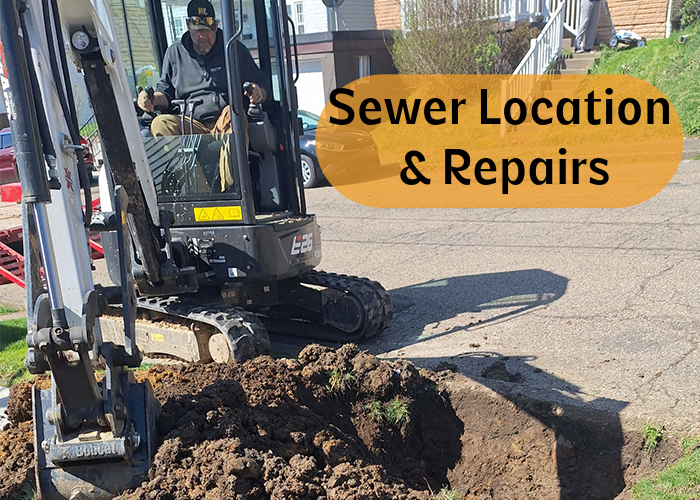 Sewer line location and repair equipment